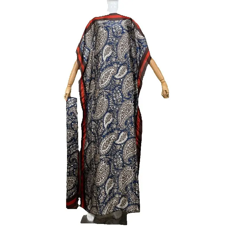 Vestido largo suelto de rayón con estampado de leopardo para mujer, ropa africana de gran tamaño, Dubai, Dashiki, Abaya, diseño con bufanda, 2023