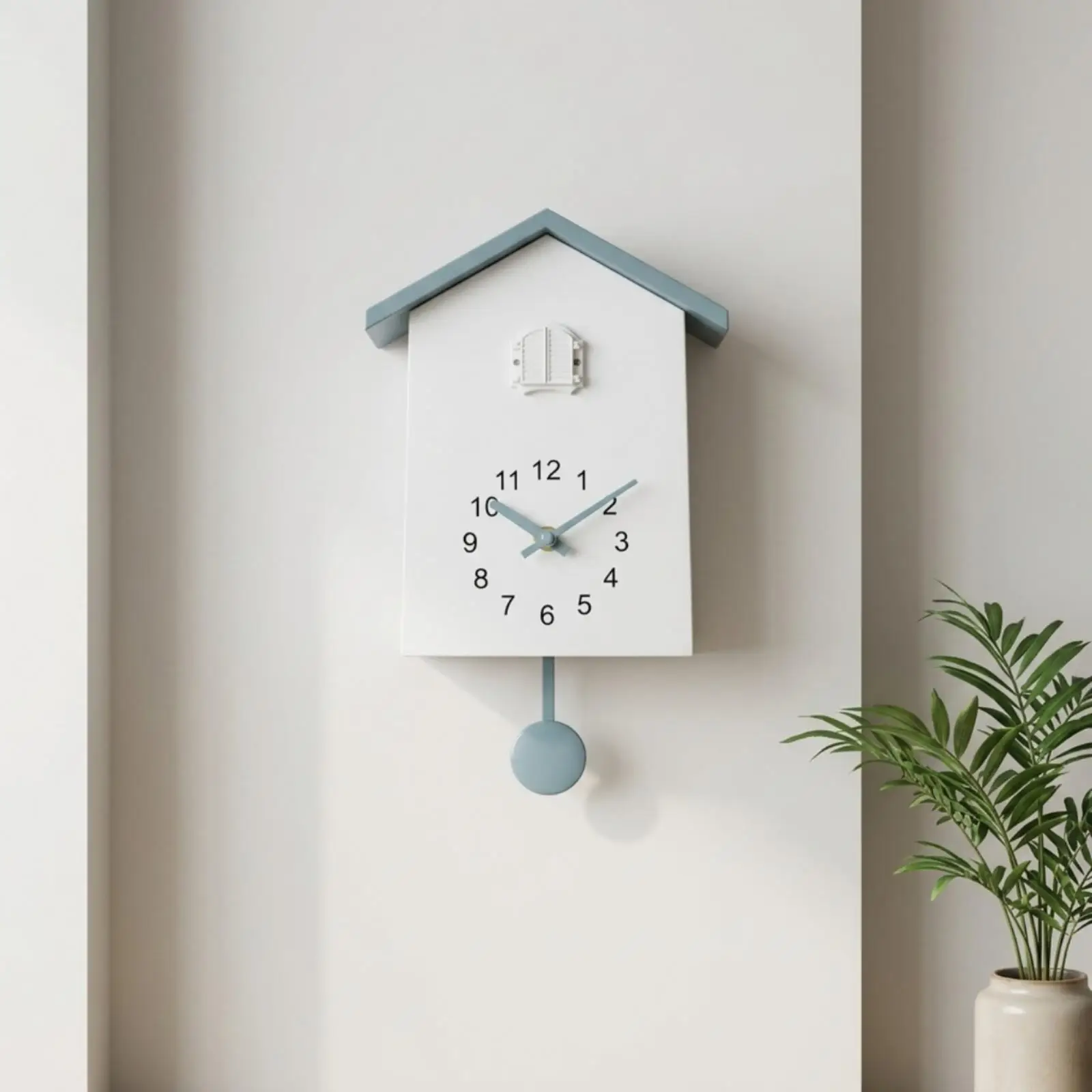 Elegant Cuckoo Wall Clock with Round Pendulum ABS Plastic Body Cozy Aesthetic Decor for Living Room Kitchen Entryway