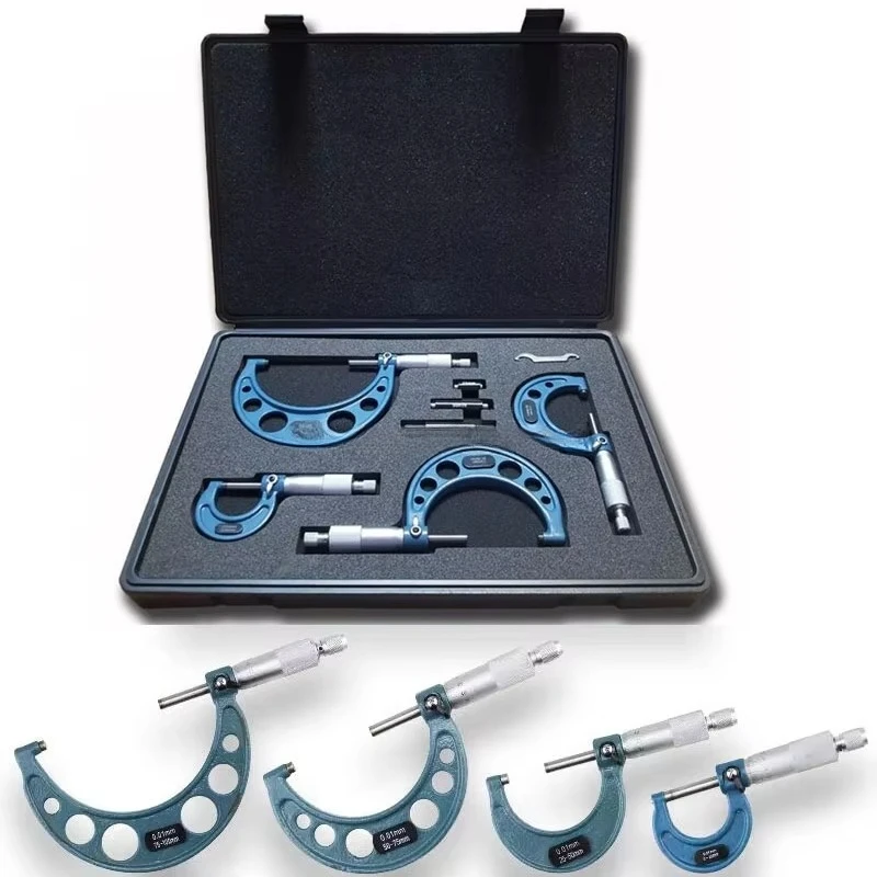 Customized Outside Micrometers Sets with High Accuracy Stainless Steel  Measuring Tool 0-100 0-150mm