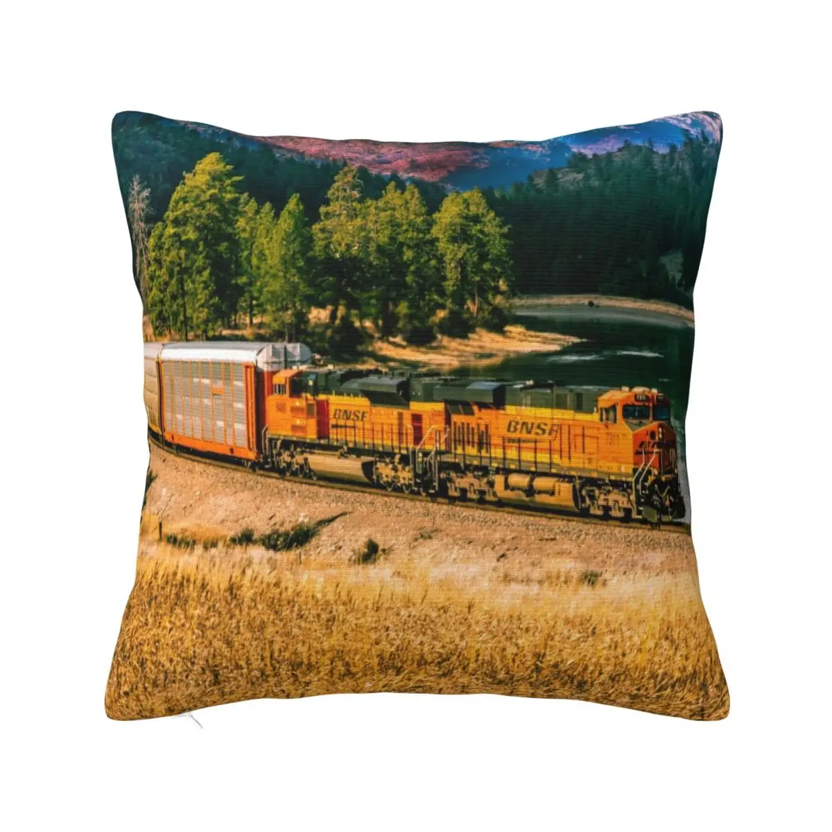 

Car Train by the River Throw Pillow Decorative pillow case Pillow Covers Decorative