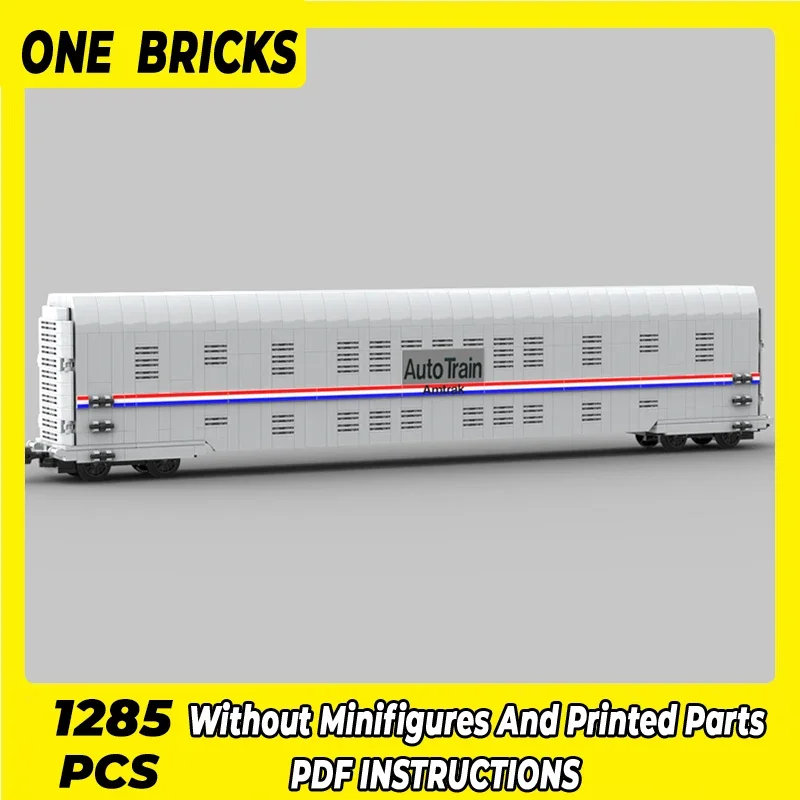 Technical Moc Bricks City Car Model Autorack Train 1/48 Scale Modular Building Blocks Gift Toys For Children DIY Sets Assembling