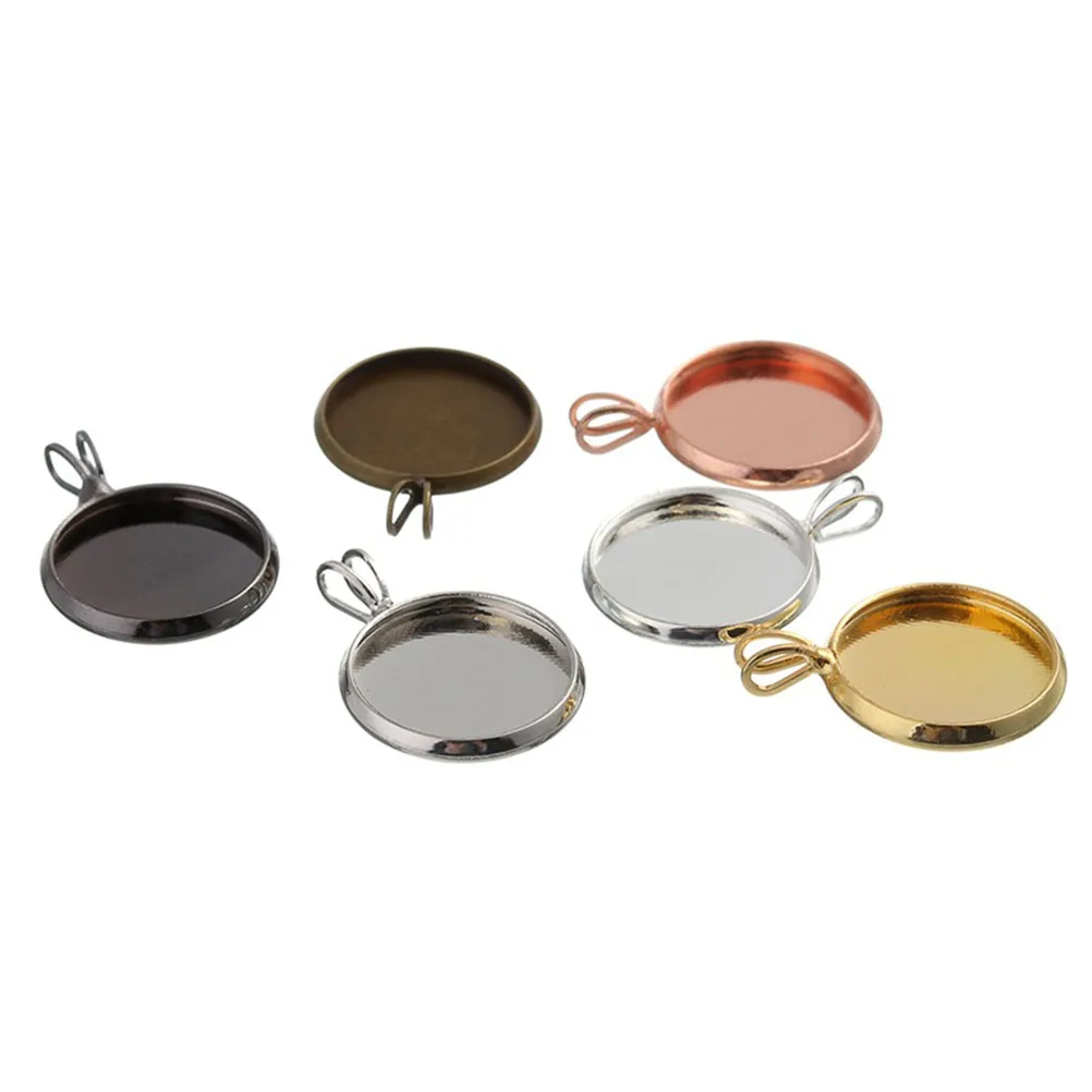 

10 PCS Retro Pendant Tray Bezel Glass Copper Plating Round Trays Jewelry Making