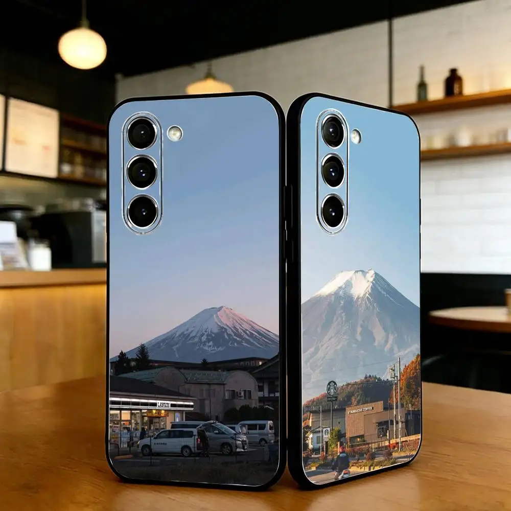 

Mount Fuji Phone Case For Samsung S24,21,22,23,30,Ultra,Plus,Fe,Lite, Black Soft Cover