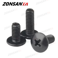 10pcs TM Screws M2 M2.5 M3 M3.5 M4 M5 M6 Phillips Truss Head Mushroom Head Screw Black Plated Carbon Steel Screw