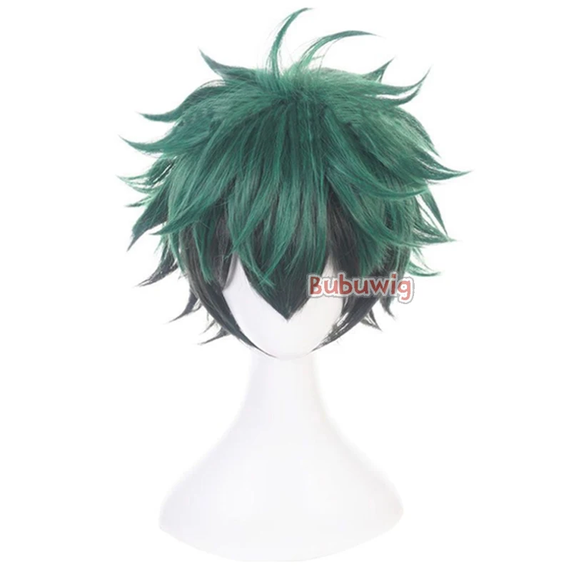 Bubuwig Synthetic Hair Midoriya Izuku Cosplay Wigs Anime Men 30cm Short Straight Green Mixed Black Wig Heat Resistant