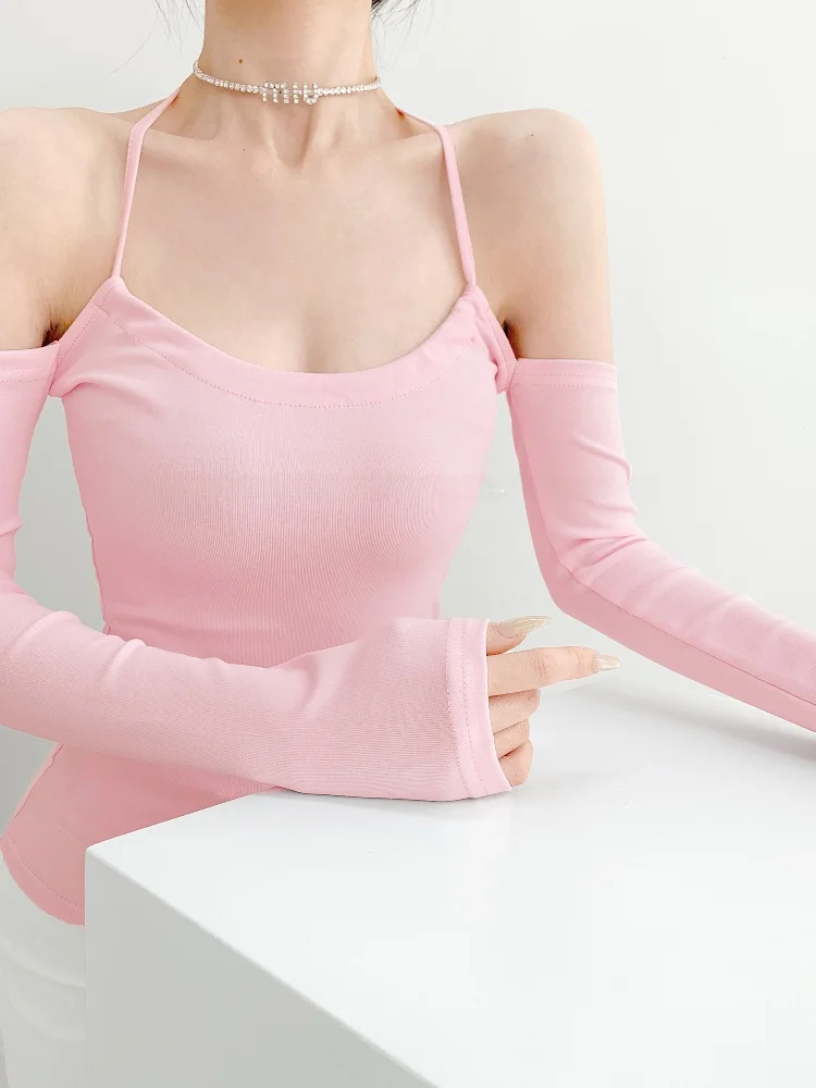 

Летний сексуальный облегающий топ с одним открытым плечом и длинным рукавом для женщин, корейский стиль, обтягивающий, в стиле манга