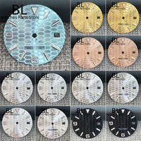 BLIGER 29mm Ice Blue Honeycomb Texture Sunburst Land Sports Watch Dial Green Luminous Suitable For NH35 NH36 Automatic Movements