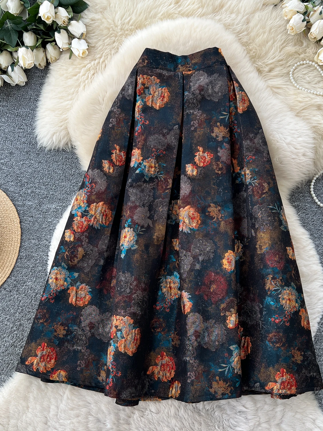 레트로 코트 플로럴 A라인 미디 스커트 여성용 하이웨이 - Midi Skirt Floral 리뷰 및 가격