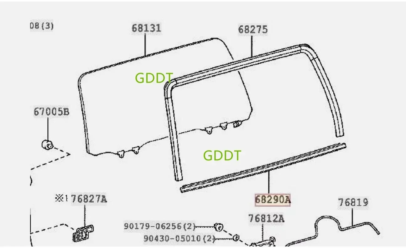 Picture 5: 1 Piece Rear Windows Rubber for Toyota 4Runner 68290-35031 2003-2008 Tail Glass Protector Weatherstrip Seal Laminate Outside