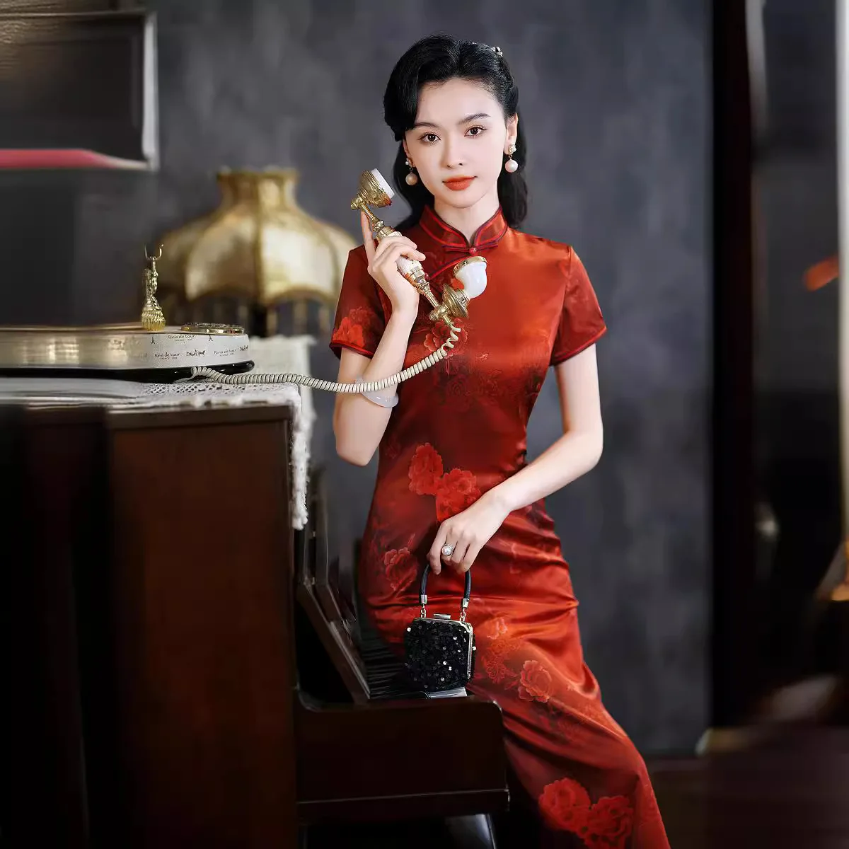 High Quality Real Silk Qipao Cheongsam Top Skirt Everyday Style Hanfu High-End Wear Evening Dress Women