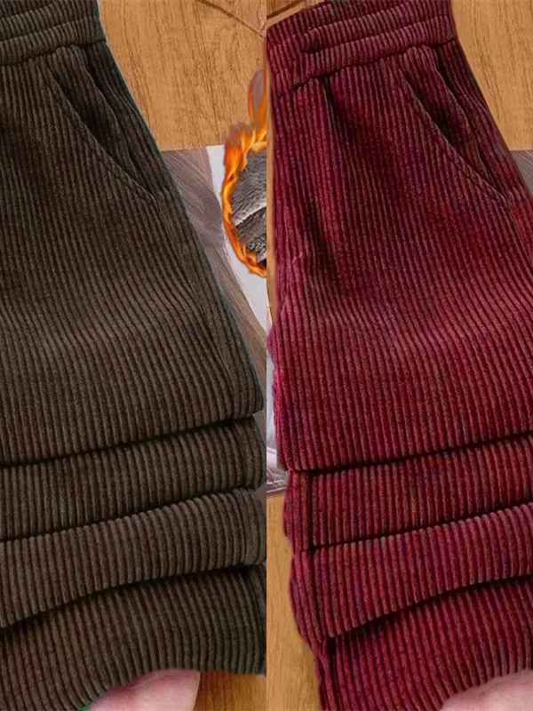 Thiened Fce Corduroy Straight Leg Pants for Midlife Women Winter Casual High Waist Wide Leg Trousers Faionable Long Pants