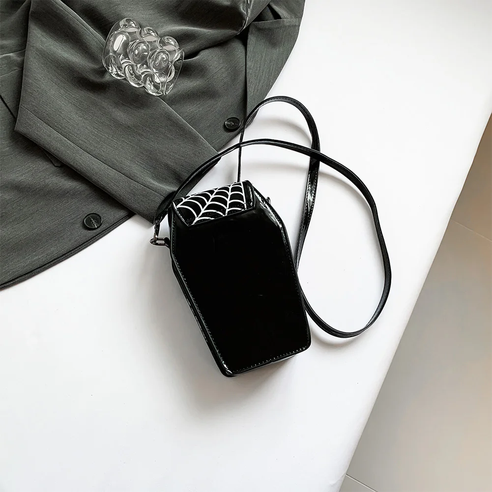 

Gothic Coffin Shape Shoulder Bag for Women Spider Web Crossbody Bag PU Leather Adjustable Strap for Halloween