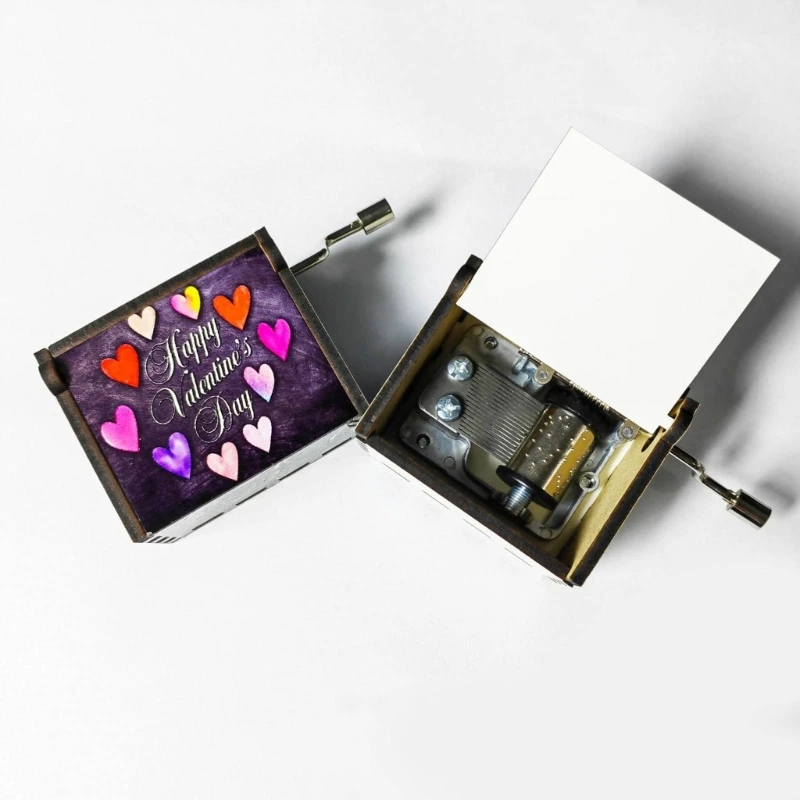 Creative Blank DIY Heat Transfer Hand Cranked Music Box, Valentine's Day Gift for Music Lovers Making Your Own Music Boxes