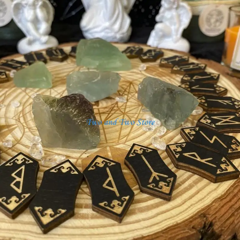 HX6F Runes Symbol Cards Crystal Epoxy Resin Mold for Table Gaming Viking Treasure Circle Divination Board Silicone Mould