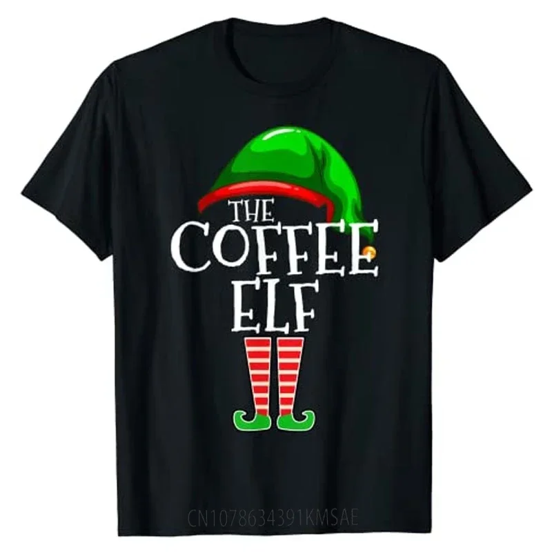 T-shirt gráfica do grupo do elfo do café, família combinando, presente de Natal, t-shirt engraçada, fantasia do amor do café, roupa estética, tops do Natal