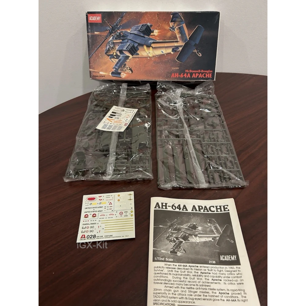 Academy 12488 1:72 Scale AH64 AH-64A Apache Helicopter Gunships Plastic Model Building Kit Hobby Craft Assembly Making
