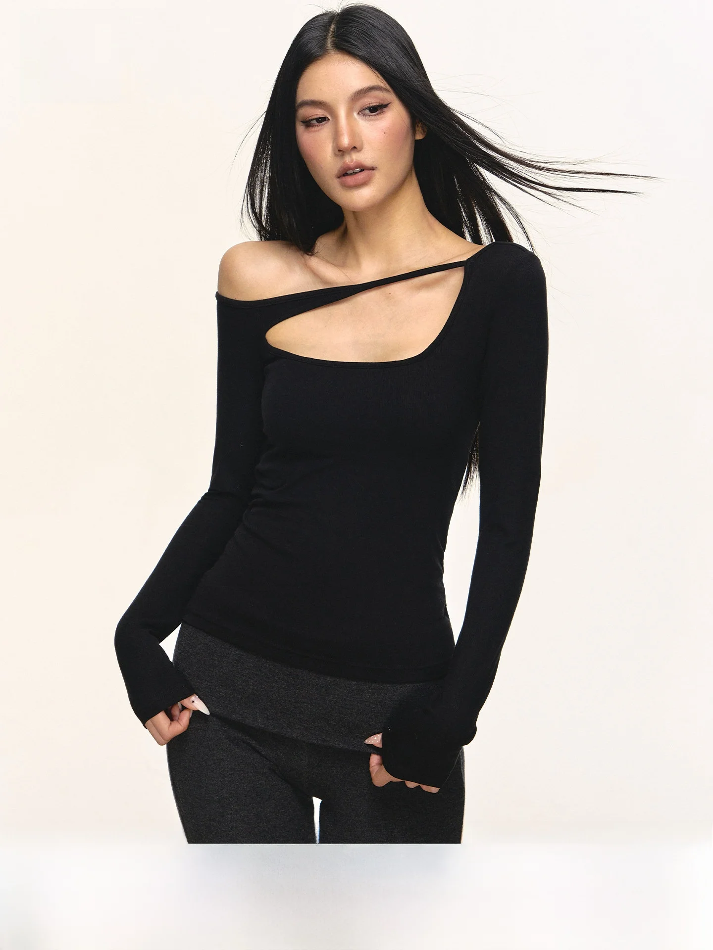 

Anna Aneae Design Hollow out oulder Long Sve T-irt Women's Spring Versatile Base Layer irt Trendy Casual Sle