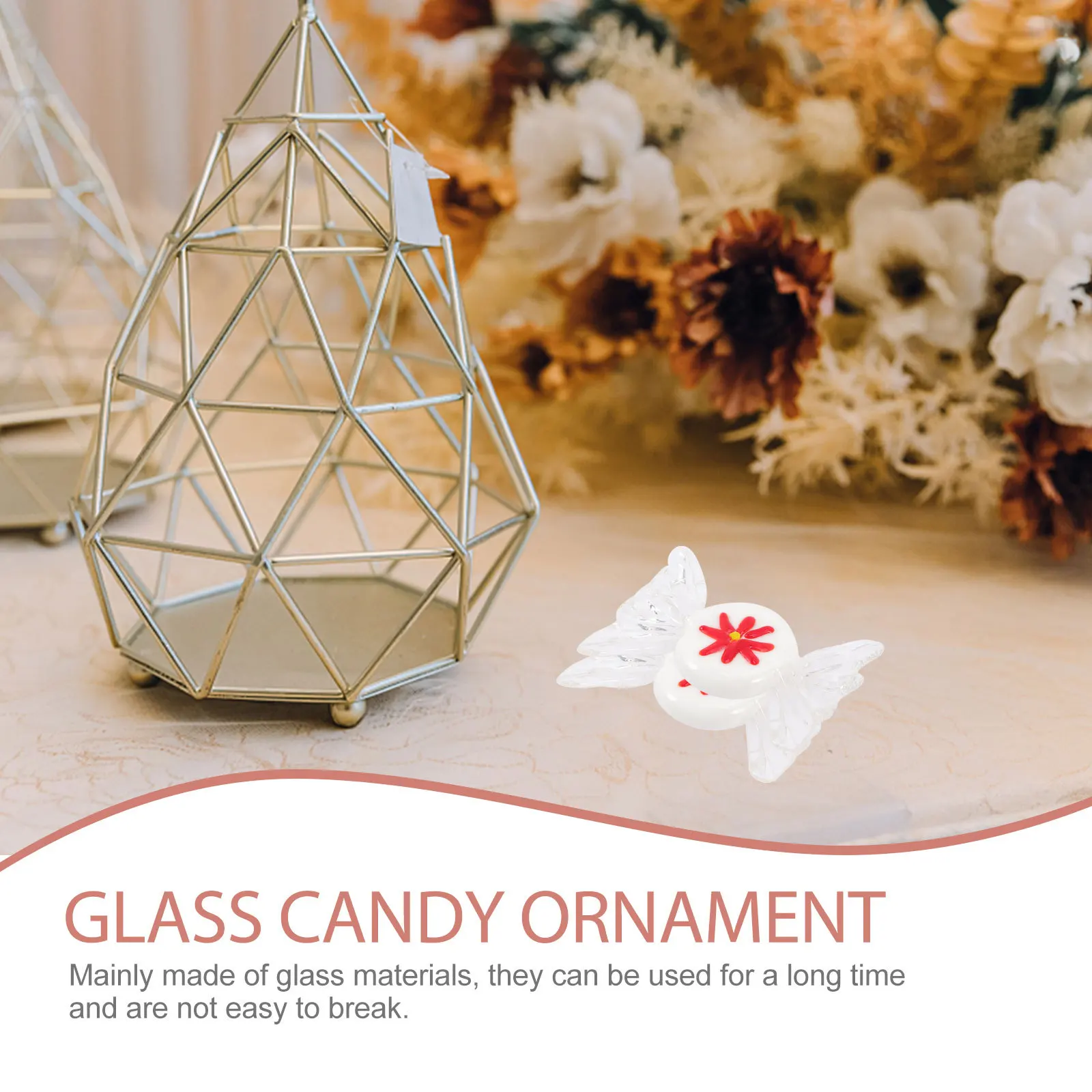 

2Pcs Glass Candy Ornament Decorative Candy Shape Desktop Decor Wedding Christmas Festival Decoration Desktop Decor