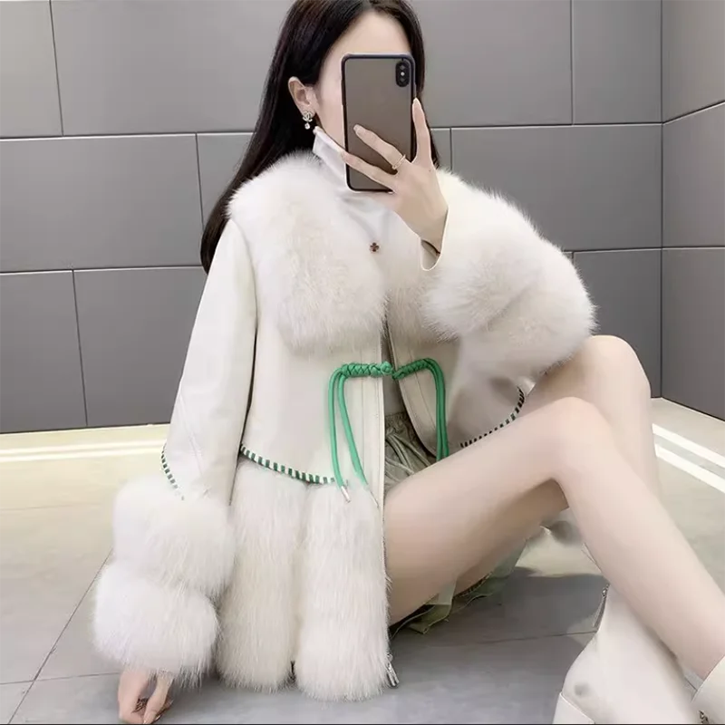 Warm Fox Fur Jacket for Women, One Overcoat, Fur Short Coat, Female Tops, Loose Stitching, Autumn and Winter Fashion, New, 2023