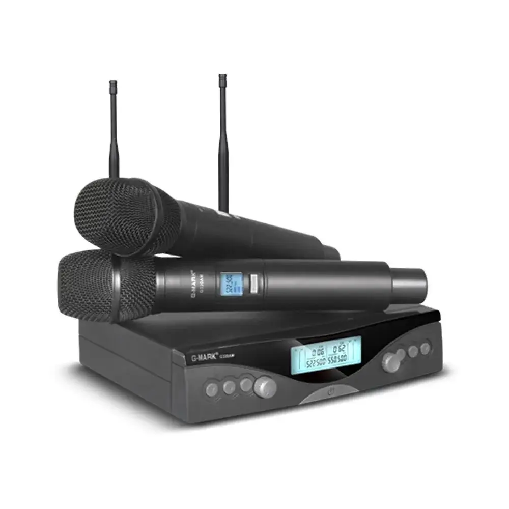 Wireless Microphone G-MARK G320AM Professional UHF 2 Channels Karaoke Mic Handheld Automatic Frequency Adjustable 100M