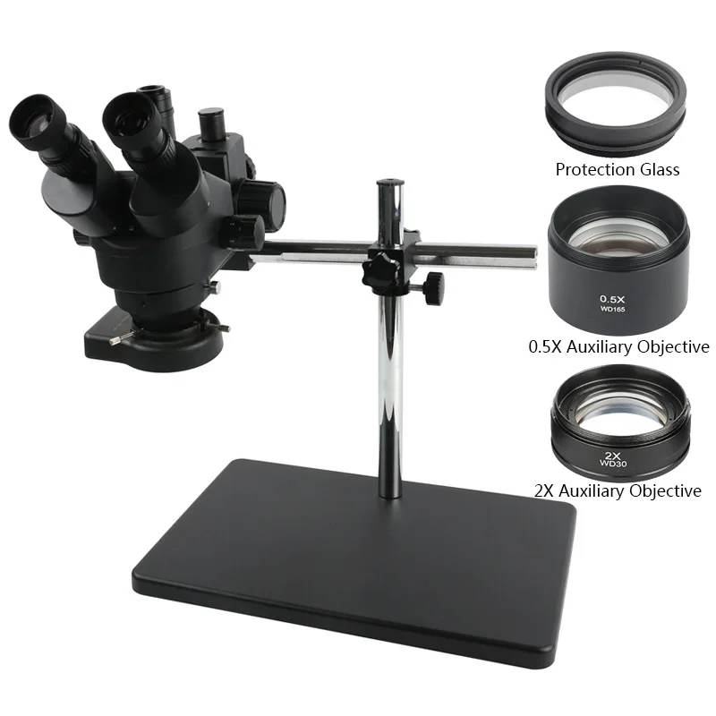 7-45 Times Trinocular 0.5X 1x 2X Objective Lens Industrial Microscope Universal Boom Mobile Phone Circuit Board Overhaul