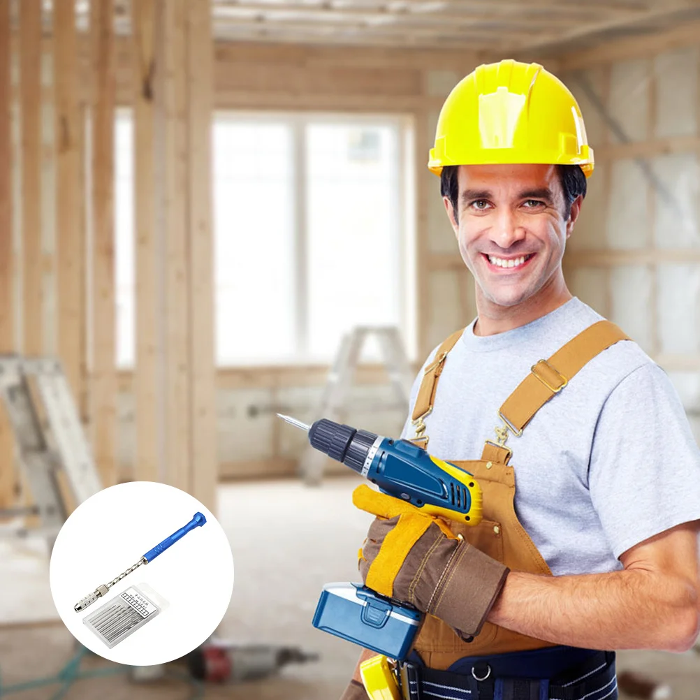 

11pcs Hand Crank Drill Set Walnut Wood Drilling Tool 10 Drill Bits Semi-Automatic Rotary Carving Vise Durable Diy Punching Tool