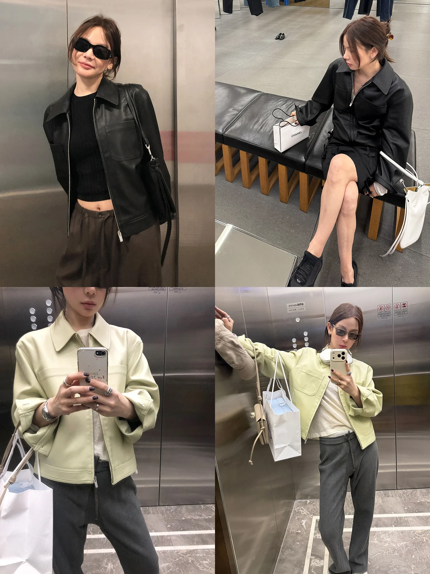 

WXLSTUDIO Modern Profile Cool Leather Jacket Women's Spring New Style Motorcycle Jacket Long Sleeve Zipper Closure PU Leather