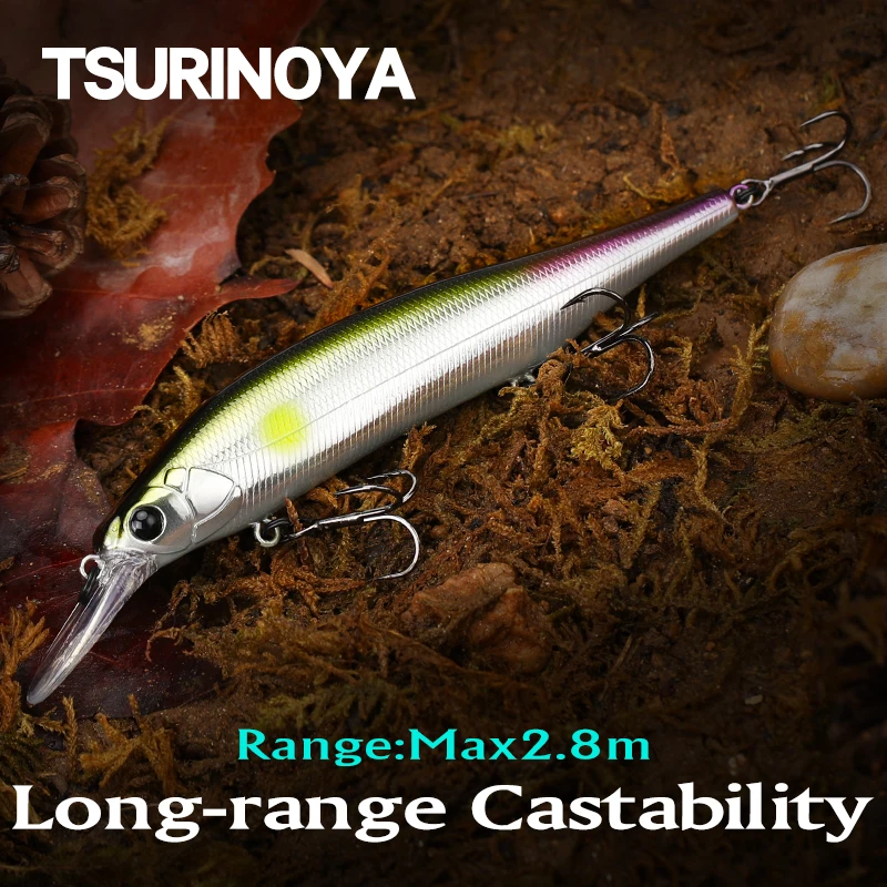 TSURINOYA 115mm 17.2g 115SP  Suspending Minnow Tungsten Weight System Fishing Lure AURORA Pike Bass Jerkbait Hard Bait