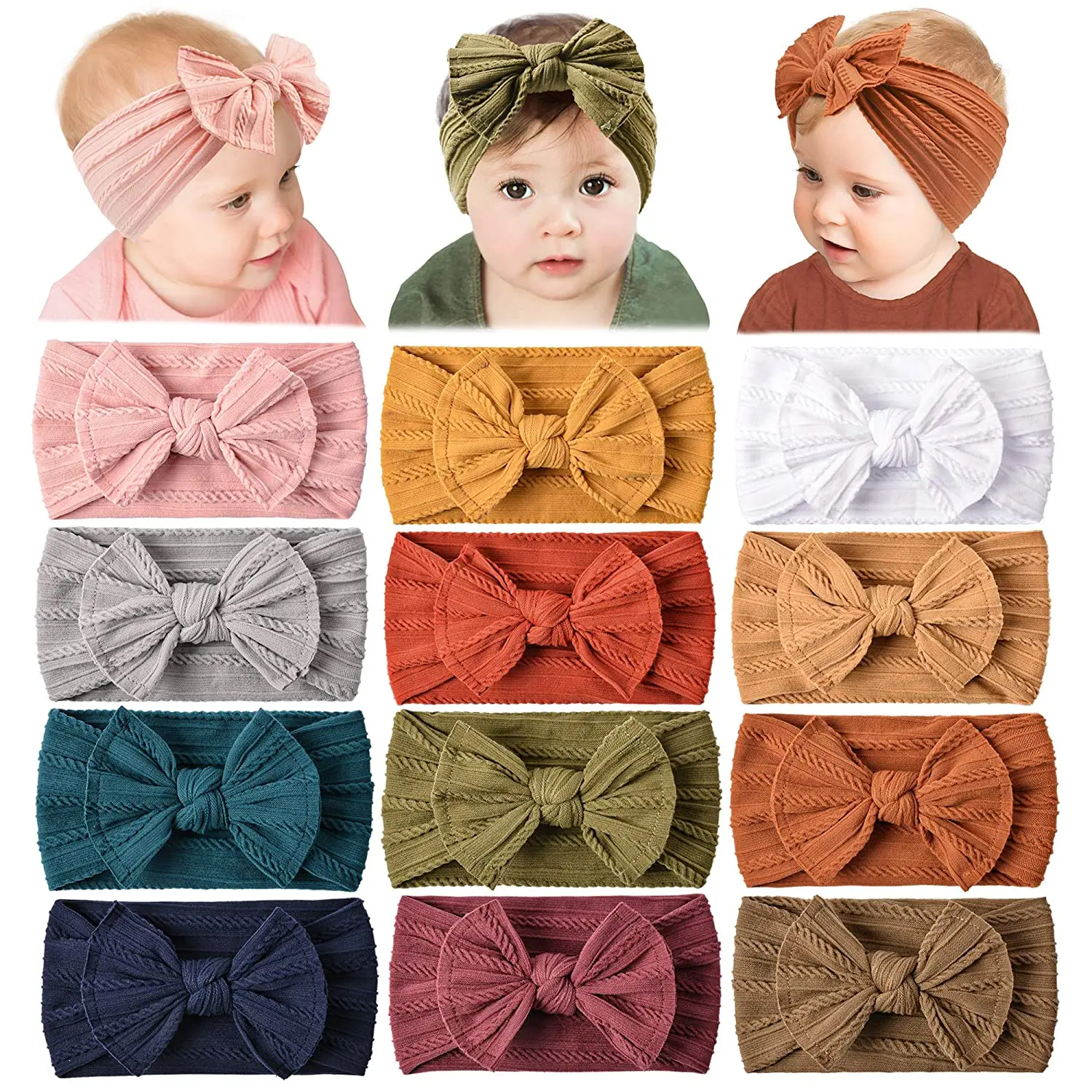 Baby Nylon Headbands Hairbands Hair Bow Elastics Handmade Hair Accessories for Baby Girls Newborn Infant Toddlers Kids