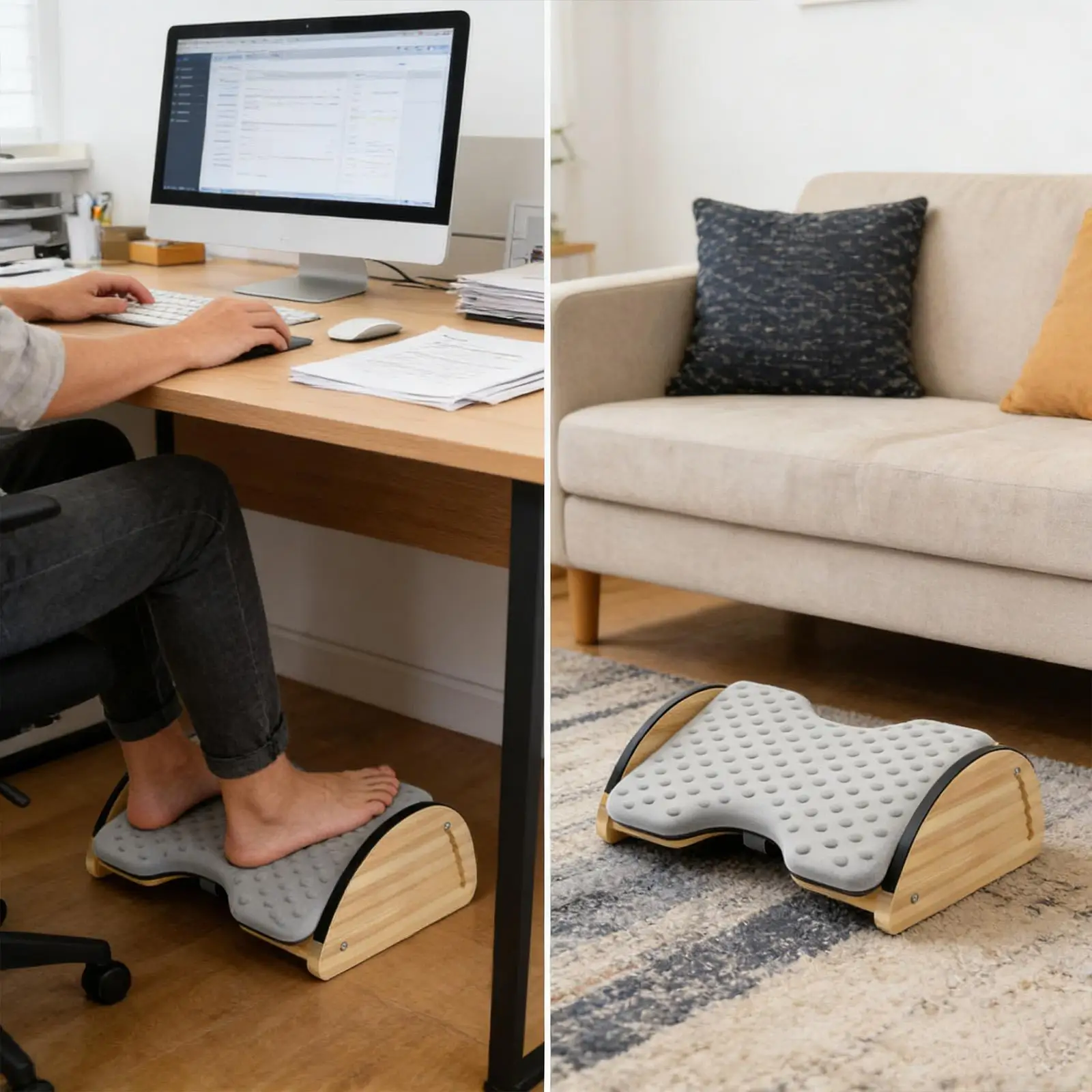

Подставка для ног под стол с подушкой, регулируемая по высоте, для офиса, игрового компьютерного стола, работы, гостиной