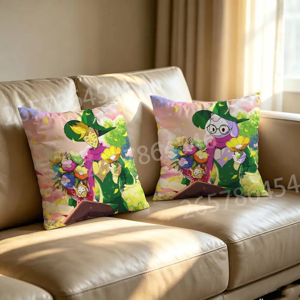 D-Deltarune Flowery Printed Pillow Cover Cushion Case Simple Sofa Pillow Case No Pillow Core