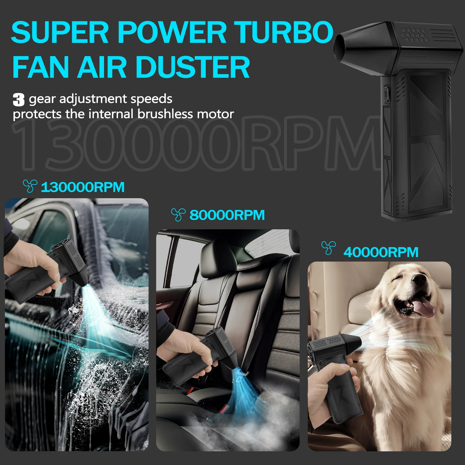 130000rpm Mini Compressed Air Duster Portable Hand Held Fan Electric Small Blower Mini Jet Turbo Fan Jet Fan for Clean