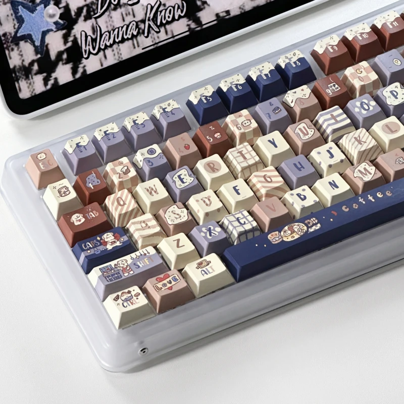 131 клавиши кофе щенок Keycap XOA/вишневый профиль Pbt двухсторонний сублимационный персонализированный Keycap подходит для клавиатуры под заказ