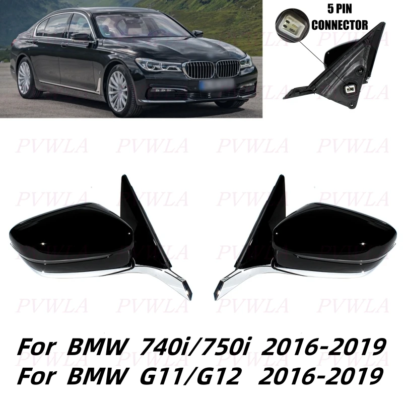 

5Pin Black Painted Heat Memory Power Fold Rear Mirror Assembly For BMW G11 G12 740i 750i 2016 2017 2018 2019 Car Accessories