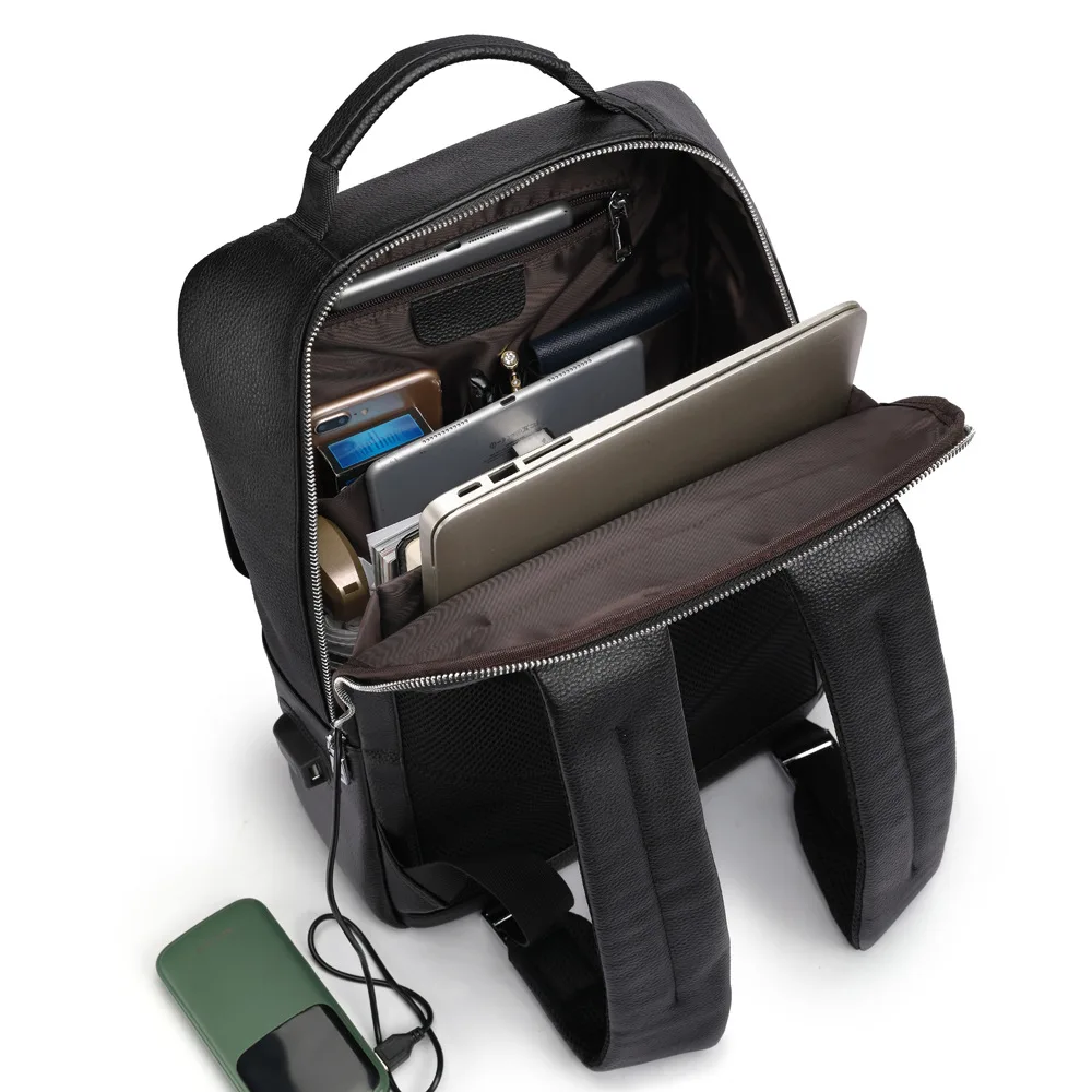 New Genuine Leather Large Capacity Top Layer Cowhide Men's Bag School Bags For Teenagers Business Travel Laptop Backpack Men