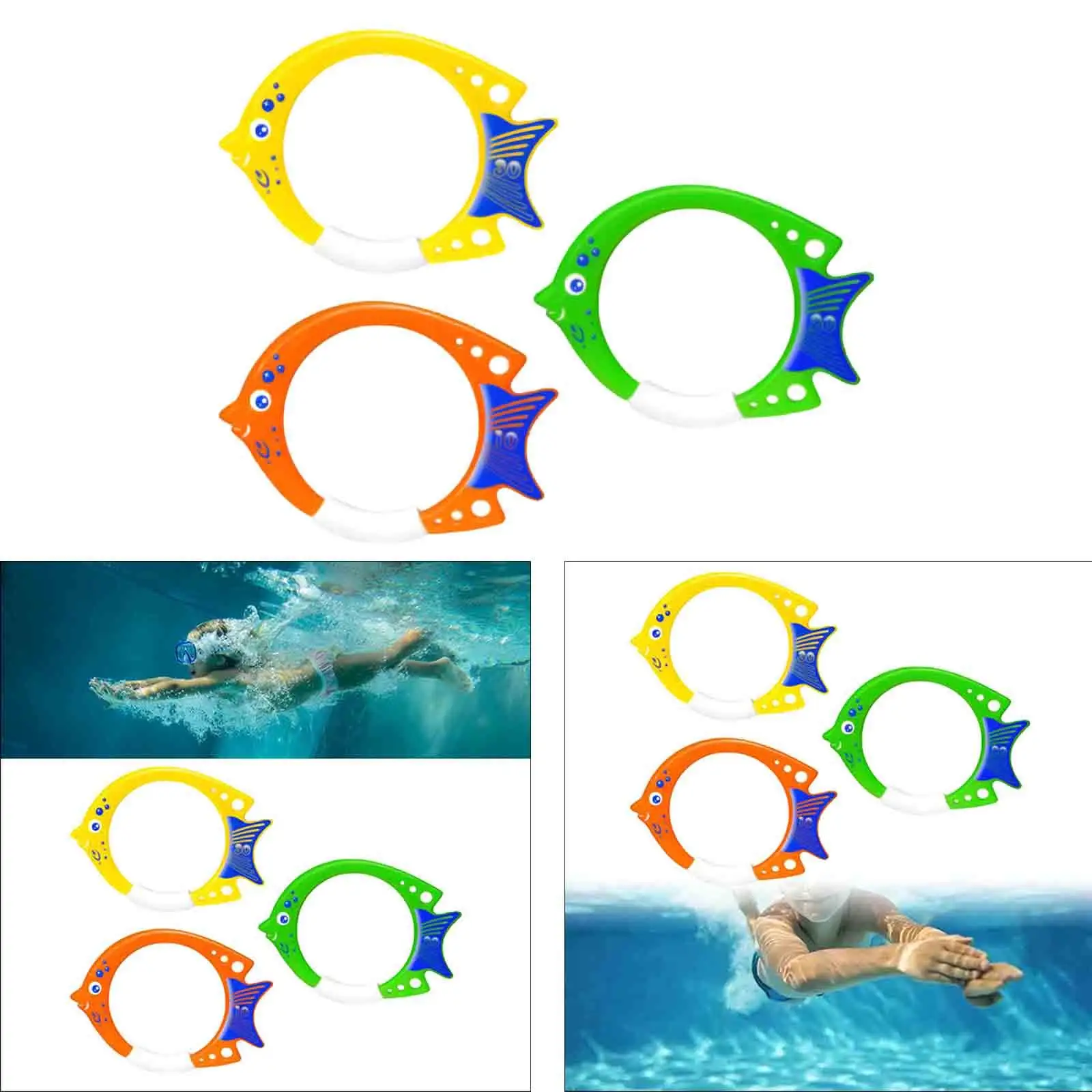 3Pcs Diving Toys Pool Diving Toys Summer Underwater Swim Dive Rings Pool Dive Rings for Games Aquatic Exercise Water Sports Boys