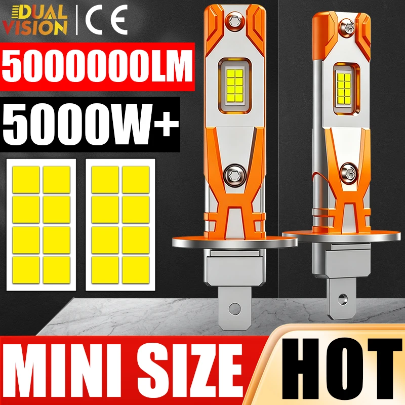 

5000W 5000000LM 1:1 Mini H1 Светодиодные фары 8054 CSP Безвентиляторные беспроводные 6000K Автомобильные фары Лампа DRL Plug and Play Автоматические фары 12 В Наборы