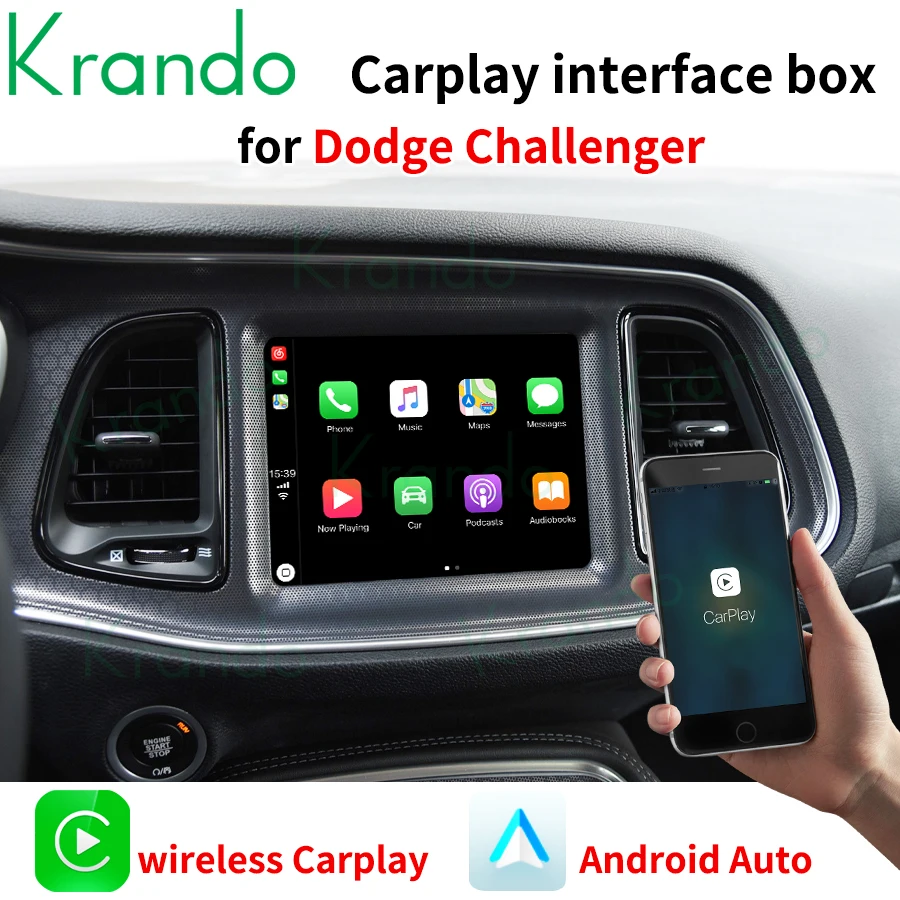 Krando Wireless Apple CarPlay Android Auto Interface Box For Jeep Grand Cherokee Dodge Ram 1500 2500 2014 - 2020