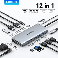 MOKiN 12 in 1 Hub USB C Type C Adapter to 4K HDMI, DP, VGA, USB3.0, PD3.0 100W, Audio, SD/TF Docking Station for MacBook Pro Air