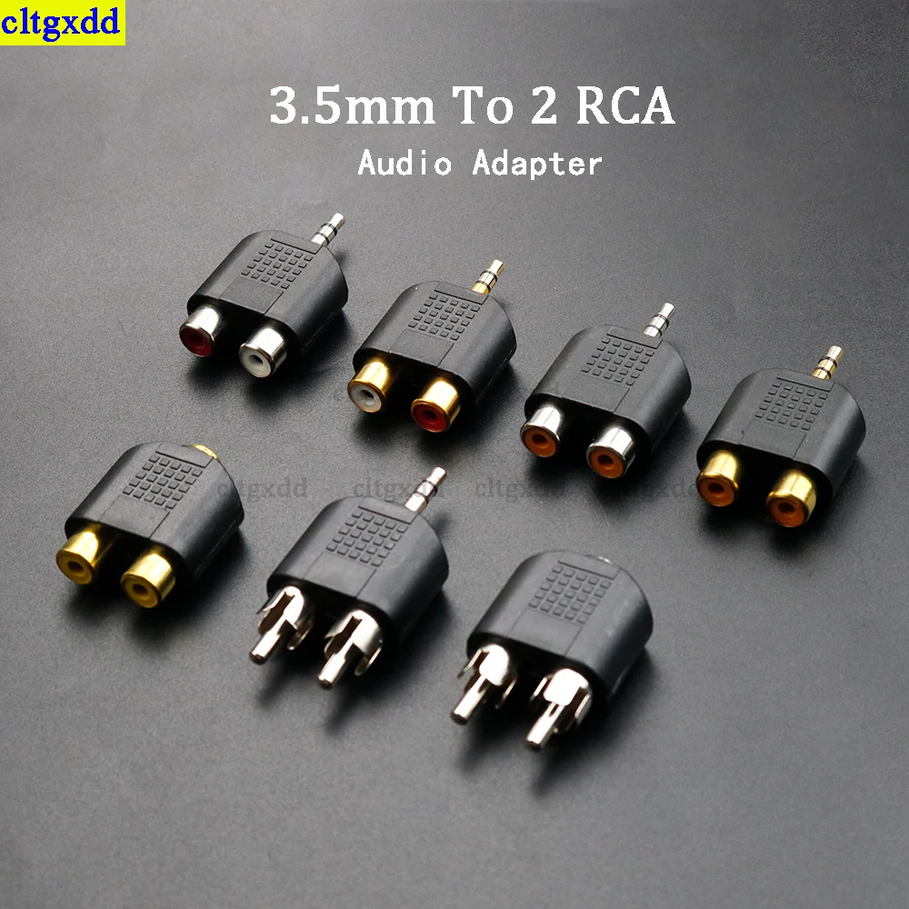 Cltgxdd 1piece 3-pole 3.5mm dual channel jack stereo male pair 2 RCA plug female adapter Y splitter RCA audio adapter connector