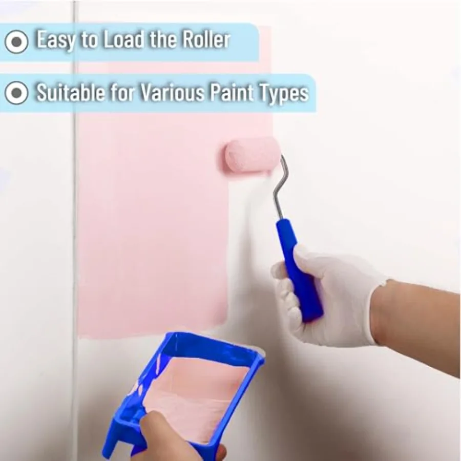 Bates- 2 Inch Foam Paint Roller Kit, 10 Pack Small Paint Roller Kit 1x Plastic Paint Tray 2x Clear Disposable Tray Liners 1x Ro view 5