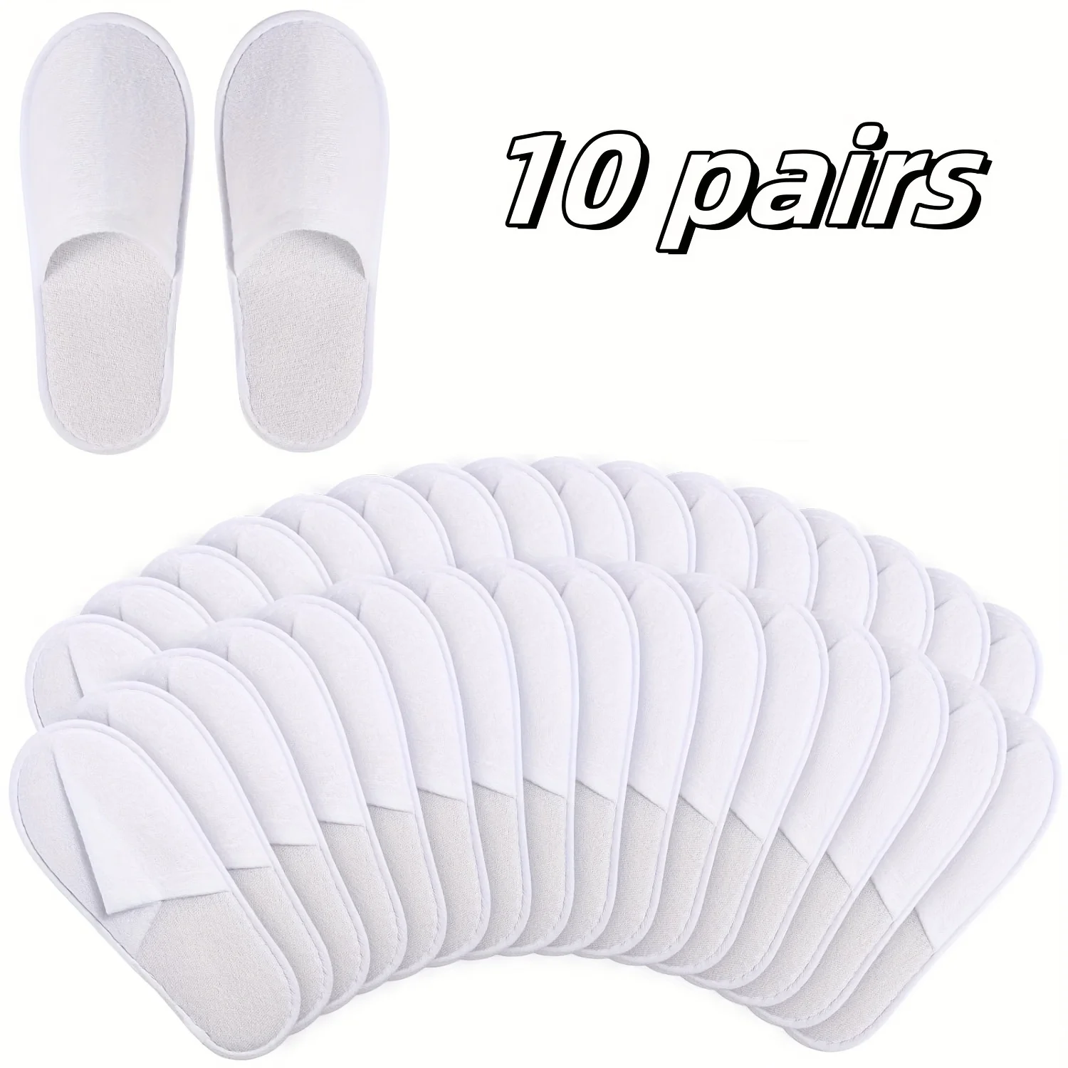 10 pares de zapatillas desechables para spa de viaje en hotel para invitados, zapatillas a granel de un solo uso, zapatillas de interior antideslizantes con punta cerrada, talla 42
