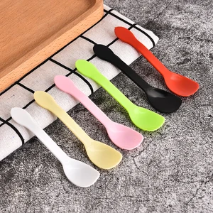 Thìa dao kéo bằng nhựa mini, thạch, kem, muỗng tráng miệng, nguồn tiệc, vàng, đen, hồng, 100 cái 8 Bán hàng chính thìa nhựa nhỏ - №3
