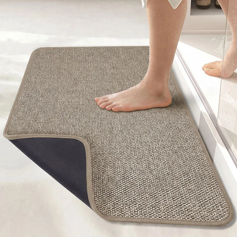Nordic Solid Color Absorbent Floor Mat Non-Slip Entrance Doormat with Rounded Rubber Sole Quick-Drying Easy-Cleaning Footpad