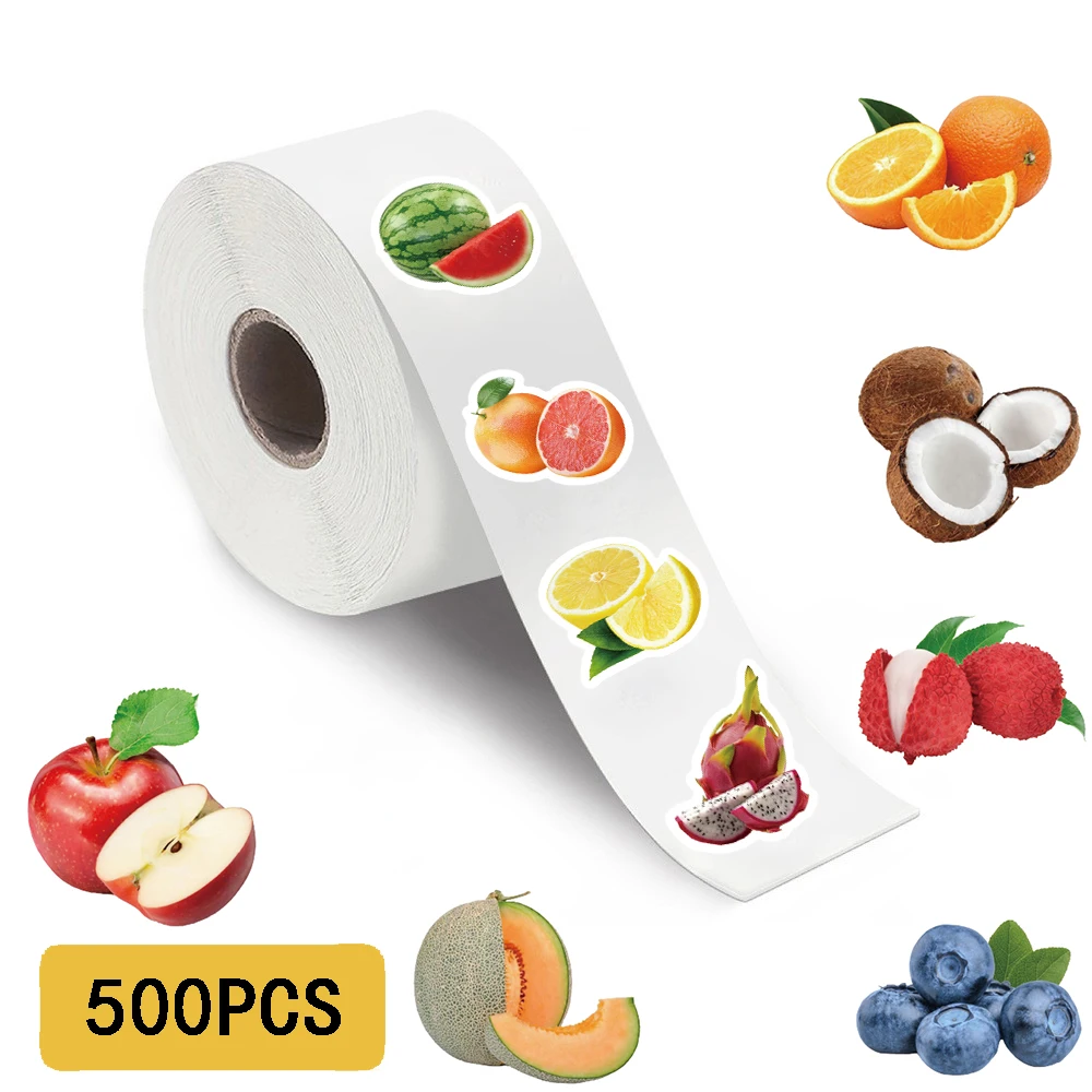 500pcs Cute Fruit Roll Stickers Notebook Fruits Balloon Banner Stationery Refrigerator Phone Insect Laptop Happy Luggage Sticker