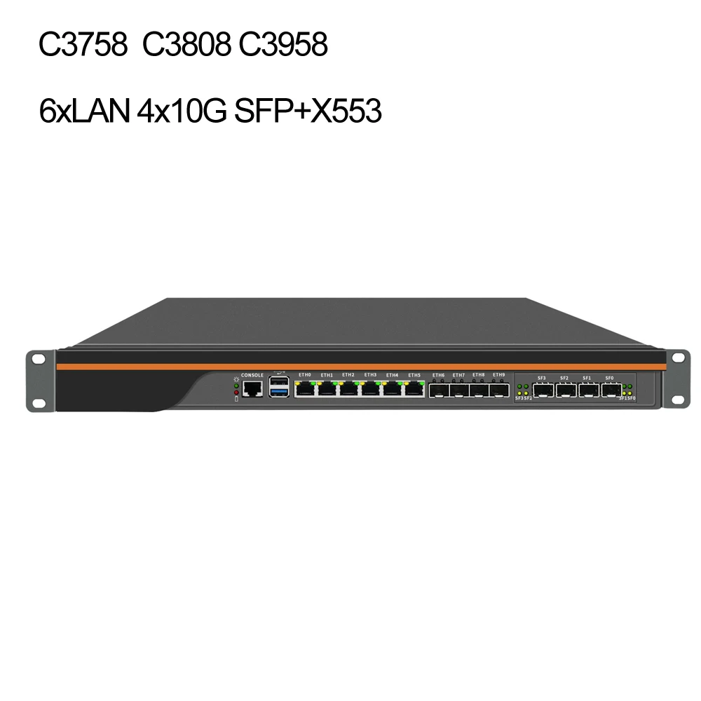 VPN Appliance Firewall Mini PC 6*LAN 4*SFP 4*10G SFP+X553 Core C3758 C3808 C3958 1U Soft Router Server OPNsense Computer Win11