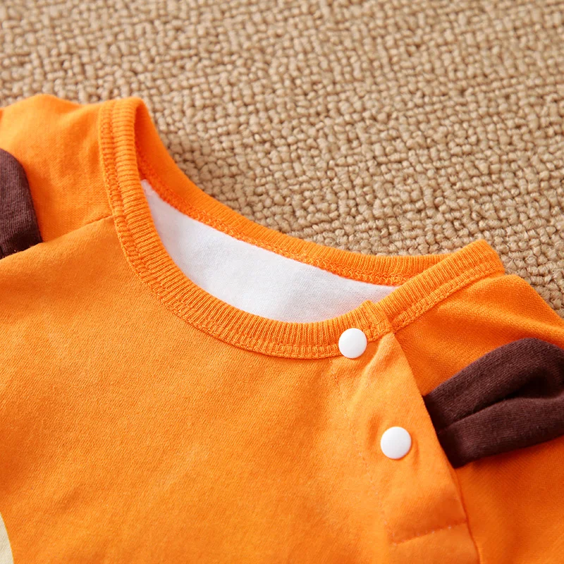 Baby Spring and Autumn Style Boys and Girls Short Sleeve Cute Little Fox Casual All Cotton Round Neck Bodysuit