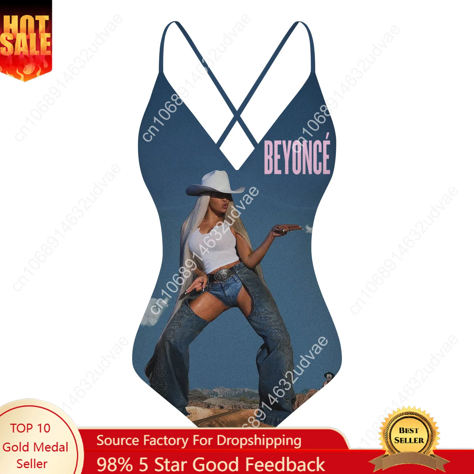 

Beyoncé V-neck Halter Back Swimsuit Womens Bathing Suits Personalized Bikini Pool Party Swimwear Custom Made Beachwear
