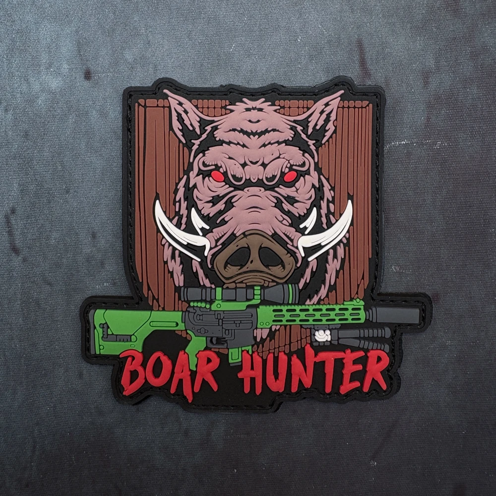 A Wild Boar Pvc Patch Tactical Vest/Strap Badge Sticker Patch Pvc, with Glow-In-The-Dark Effect, Hook-And-Loop Backing Morale Patch Backpack Patch Clothing Patch Soft Rubber