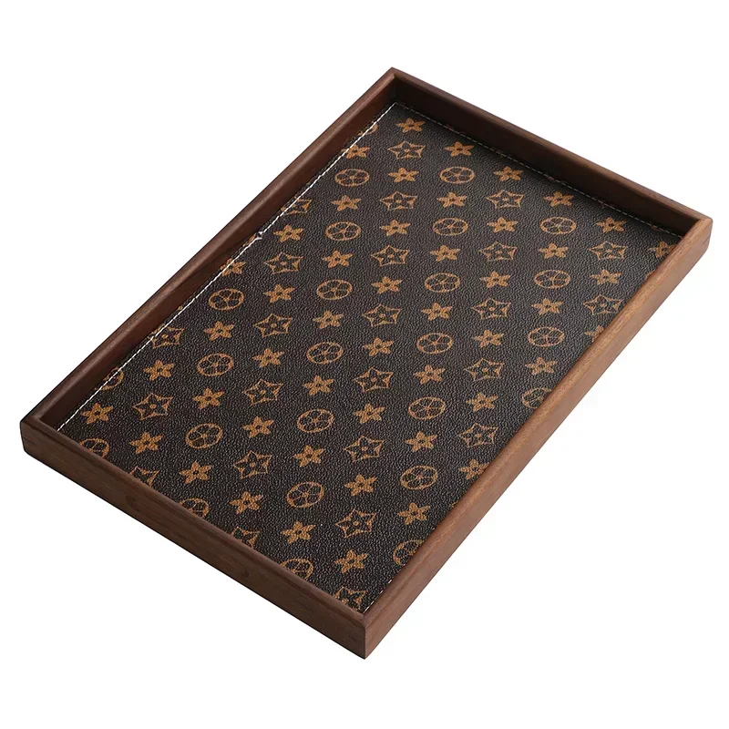 High-End Exquisite Tray Solid Wood Plate Mid-Ancient Rectangular Tea Tray Aromatherapy Jewelry Storage Crafts Tray Display